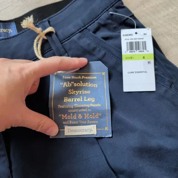 Democracy Ab"solution® Women's Skyrise Colored Trouser Pants Navy Blue Size 4 - Picture 3 of 8